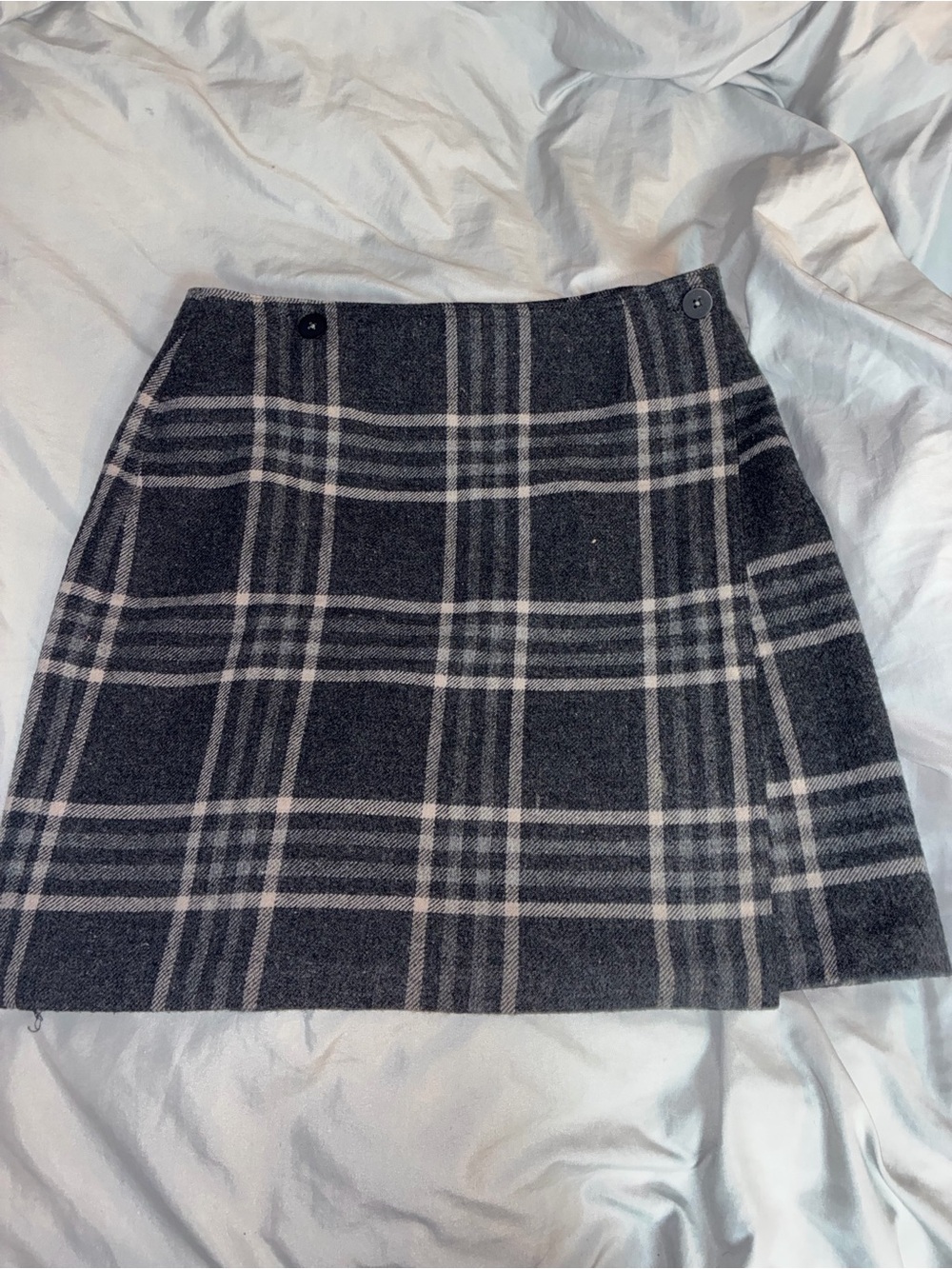 Classic Black & Gray Plaid A-Line Skirt
